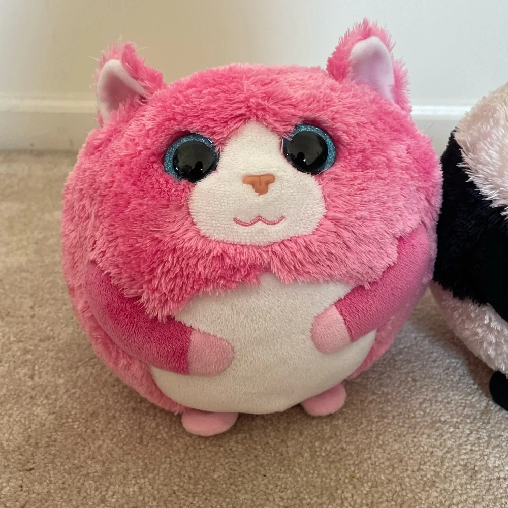 TY Beanie Ballz: Tumbles the Pink Cat & Bonsai the Panda Plush Set
